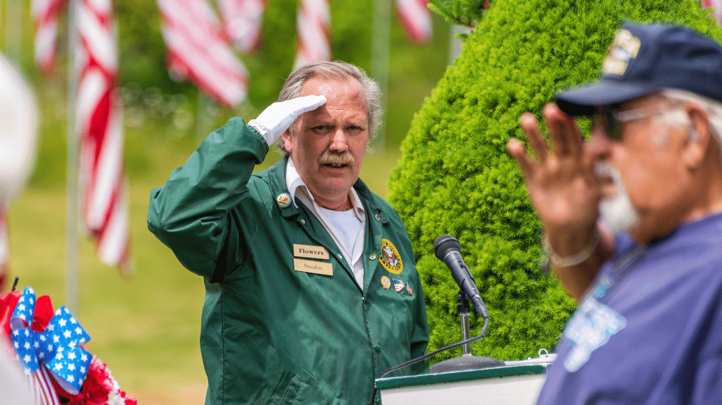 Senior participating in Memorial Day celebration