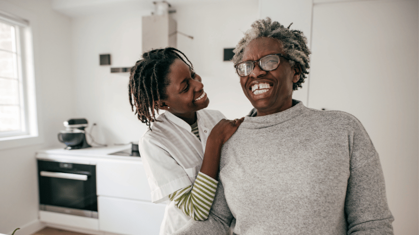 Blog20Covers20-202023-08-17T145501.158 Senior woman and her adult daughter laughing in the kitchen