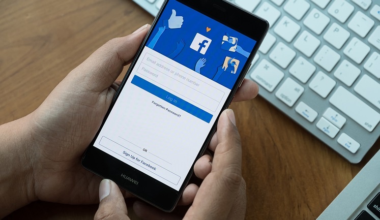 Facebook login screen on a smartphone