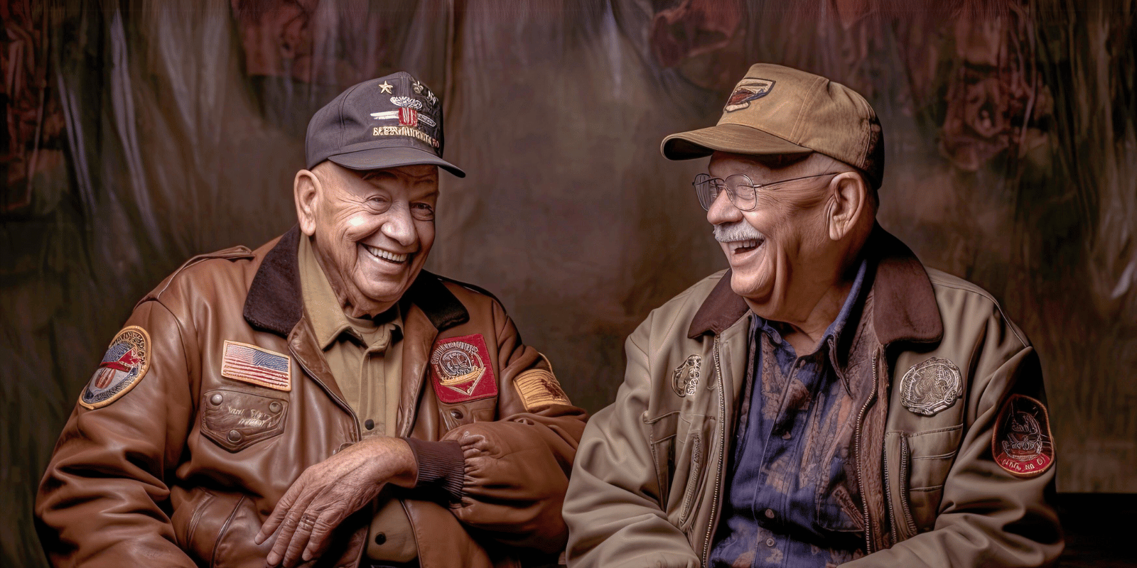 Veteran20banner20image Pair of veterans wearing bomber jackets and smiling