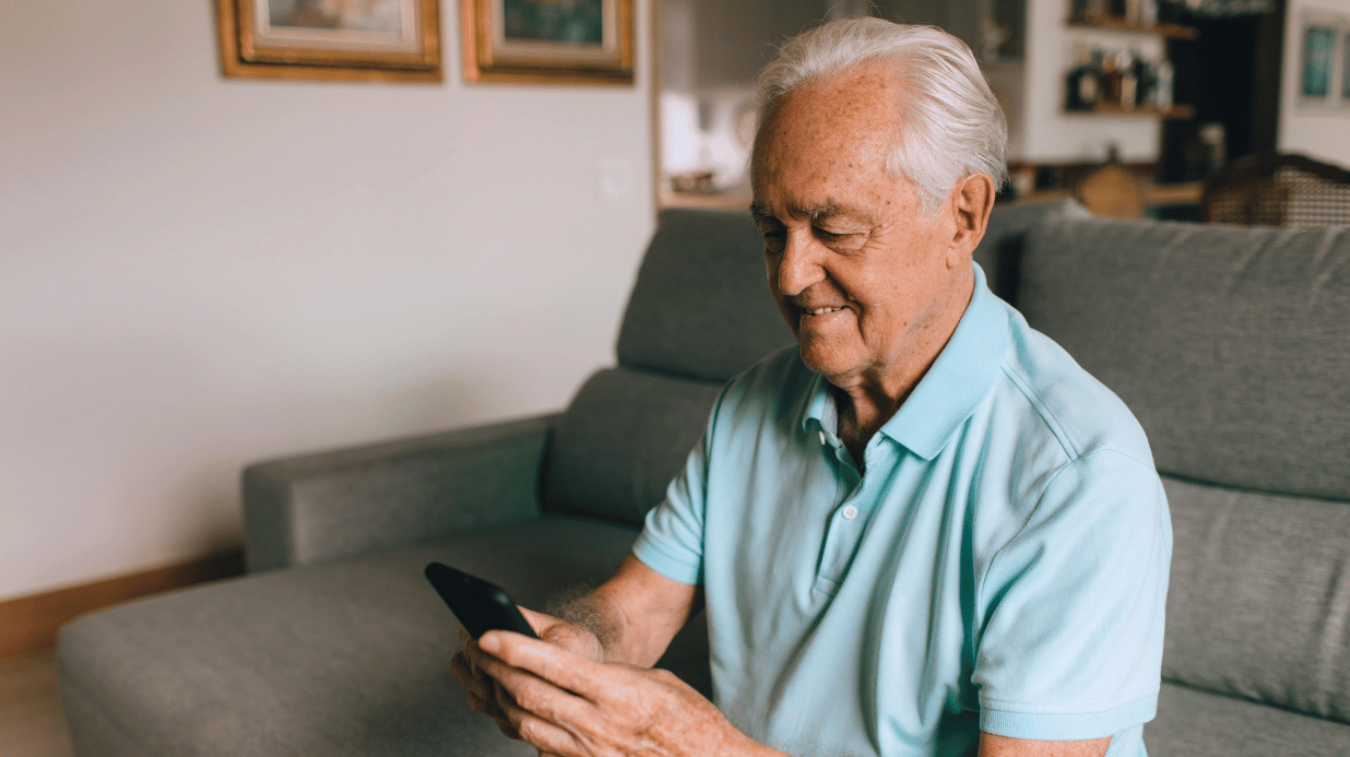 Senior man on a smartphone