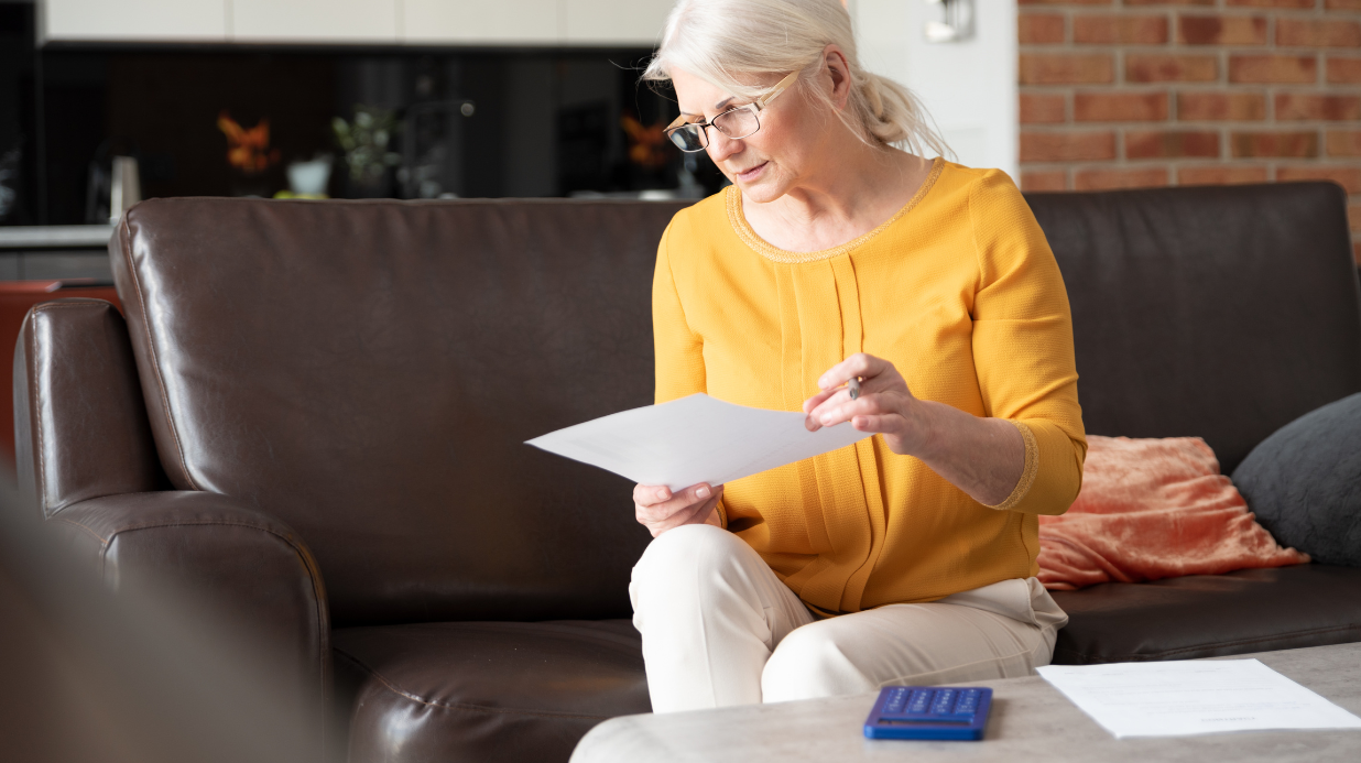 Senior woman reviewing long-term care plans