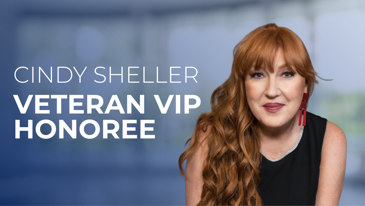 Cindy Sheller with text "Veteran VIP Honoree"