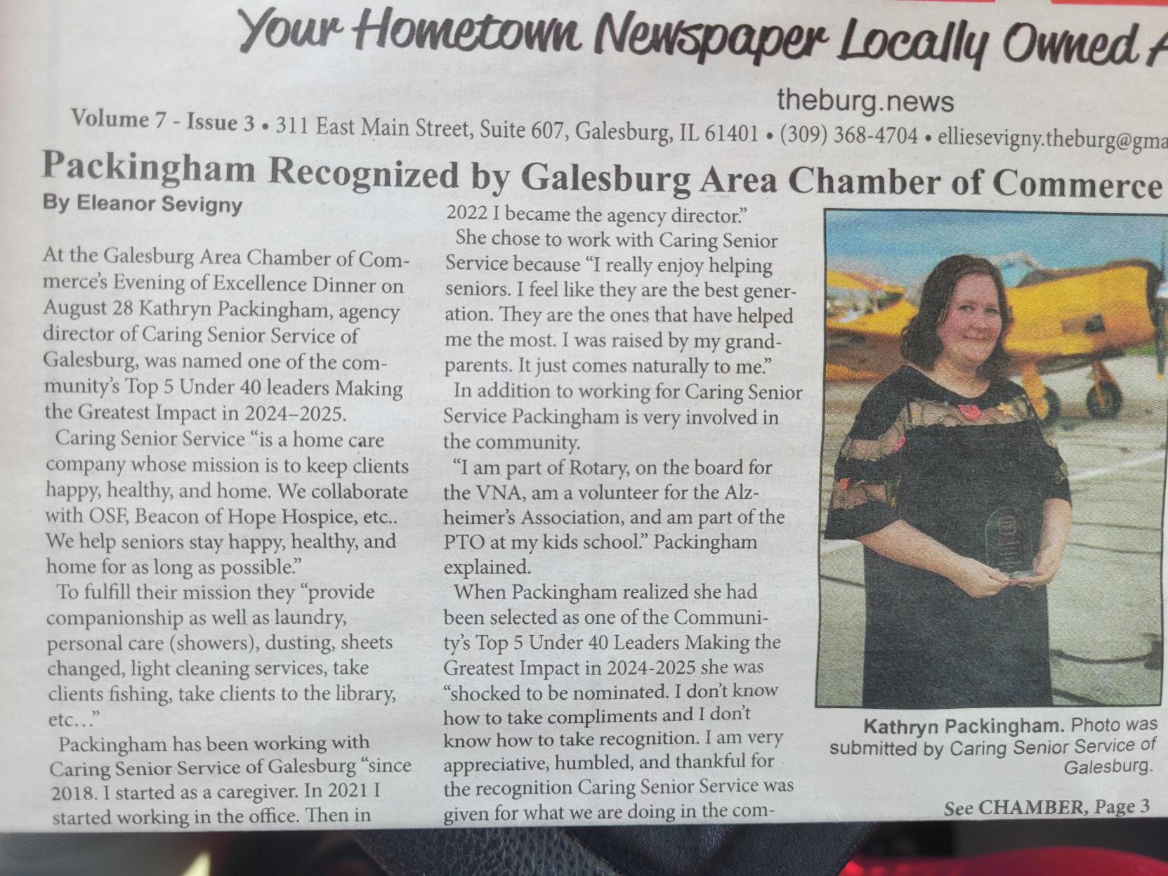 Katy Packingham featured in an article in the Burg