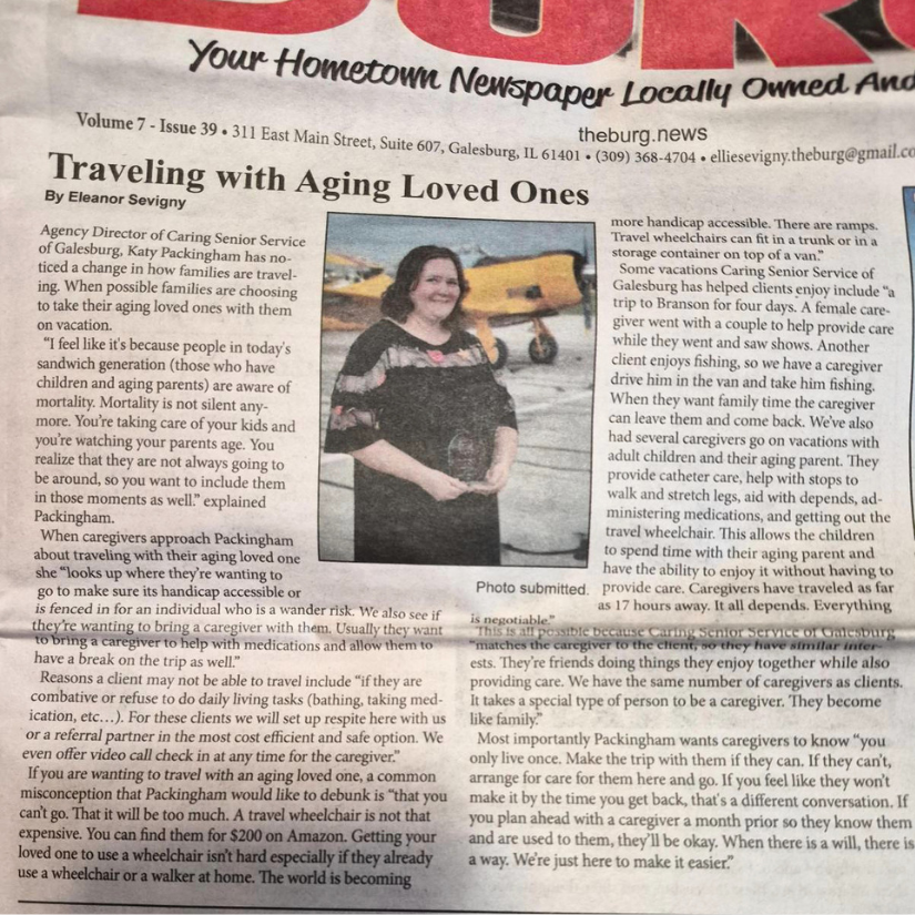 Traveling with Aging Loved Ones article in The Burg