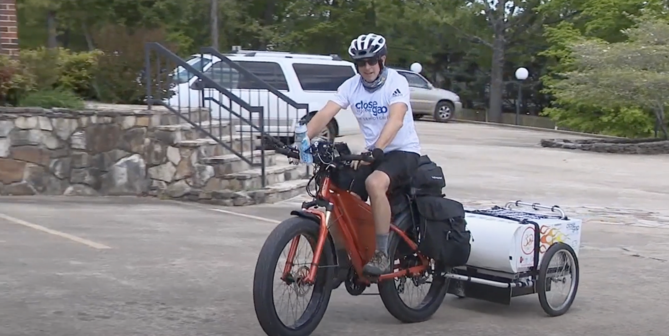 Jeff Salter riding ebike for Close the Gap in Senior Care