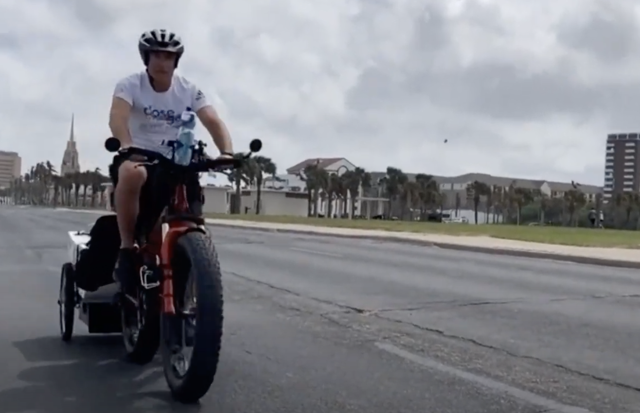 Jeff Salter riding ebike for Close the Gap in Senior Care