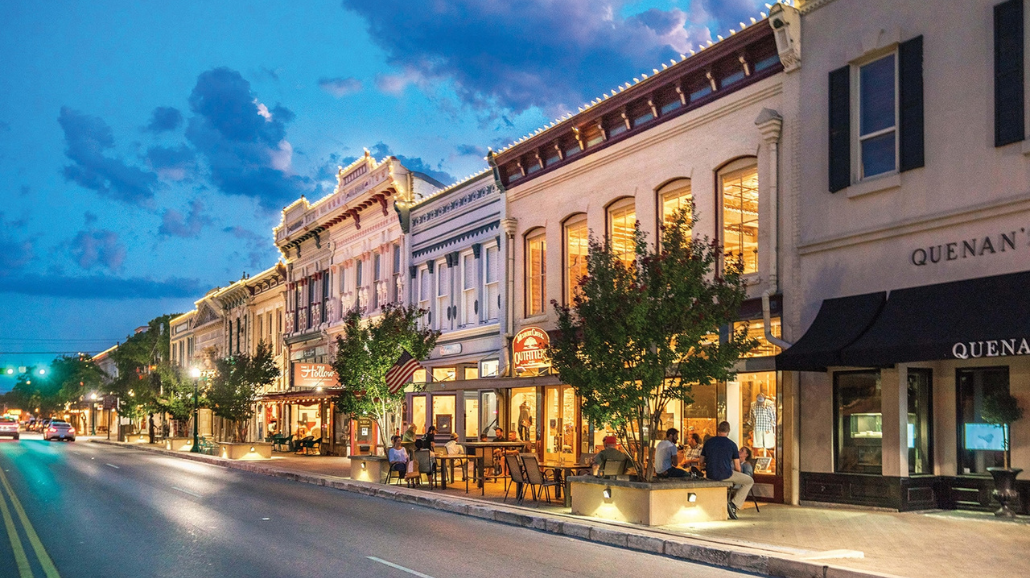 Downtown Georgetown, TX at night
