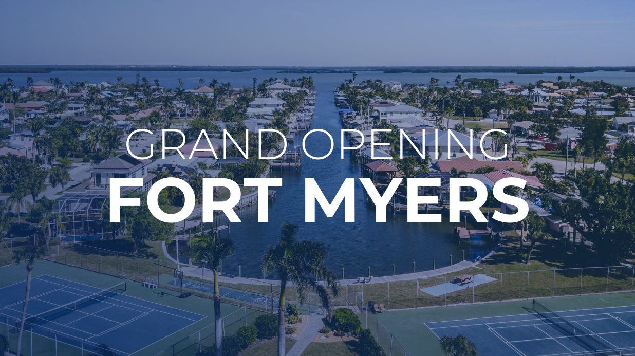 Blog Covers (59) View of Fort Myers with text overlay: Grand opening Fort Myers