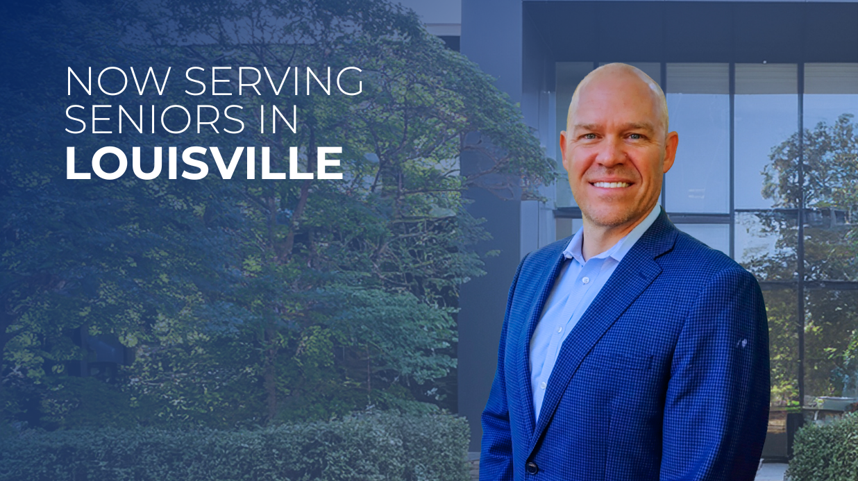 Jeremy LaMontagne with text "now serving seniors in Louisville"