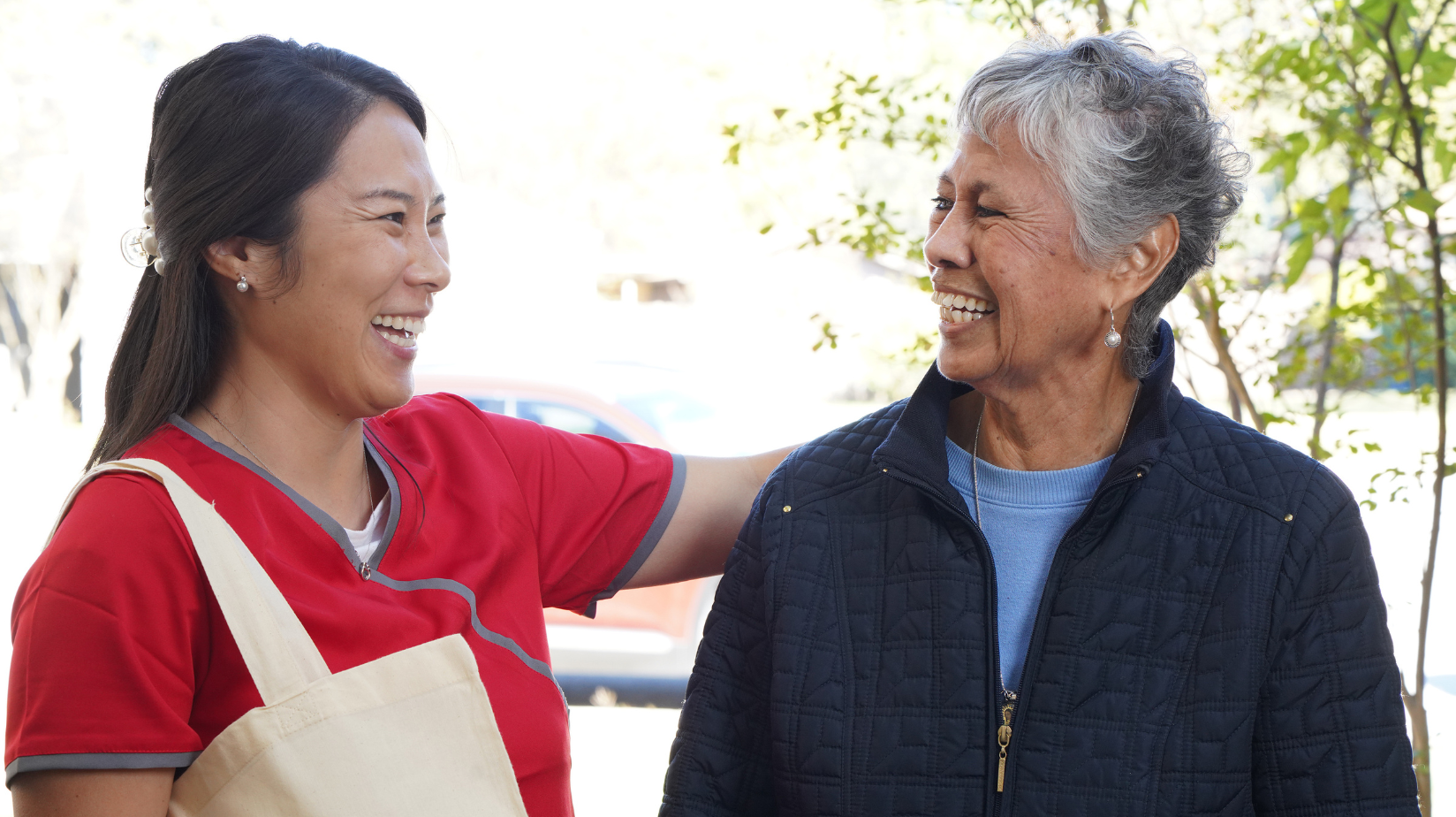 Blog Covers (97) Caring Senior Service caregiver with a senior woman outside